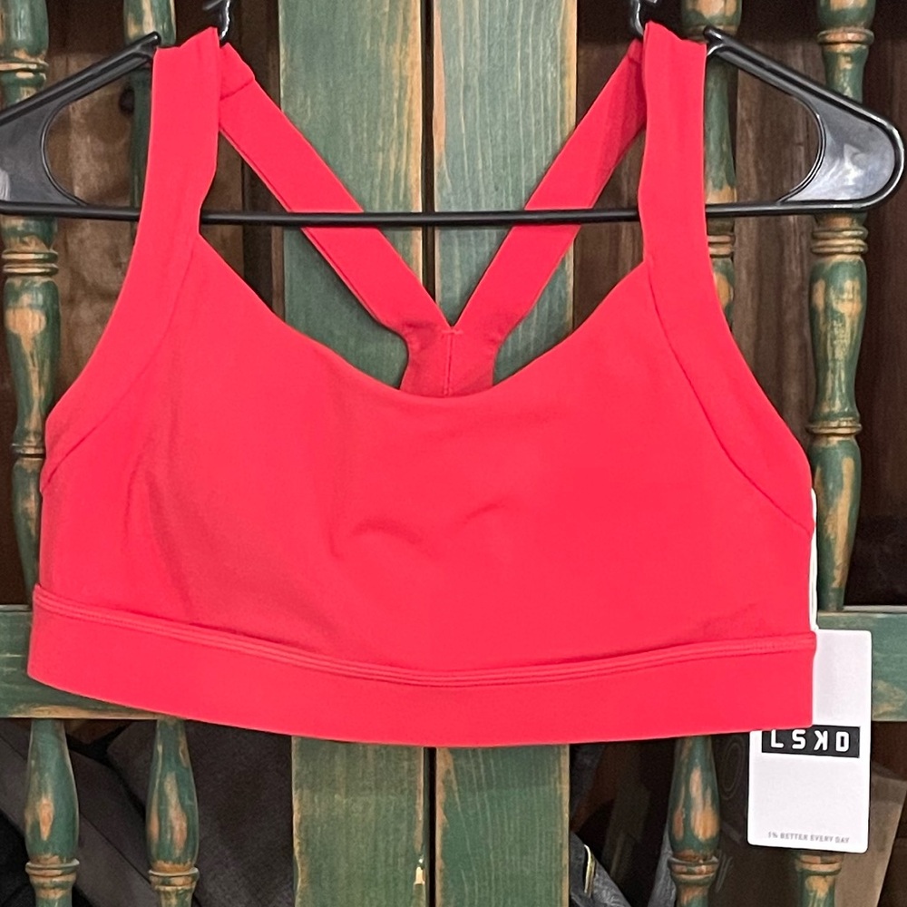 NWT LSKD Advance Sports Bra Scarlet Red‎ - L